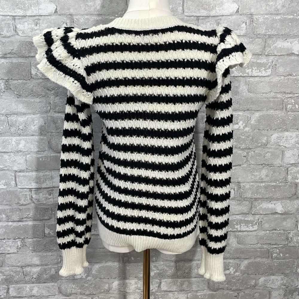 Loft Striped Shoulder Ruffle Sweater - Picture 5 of 9